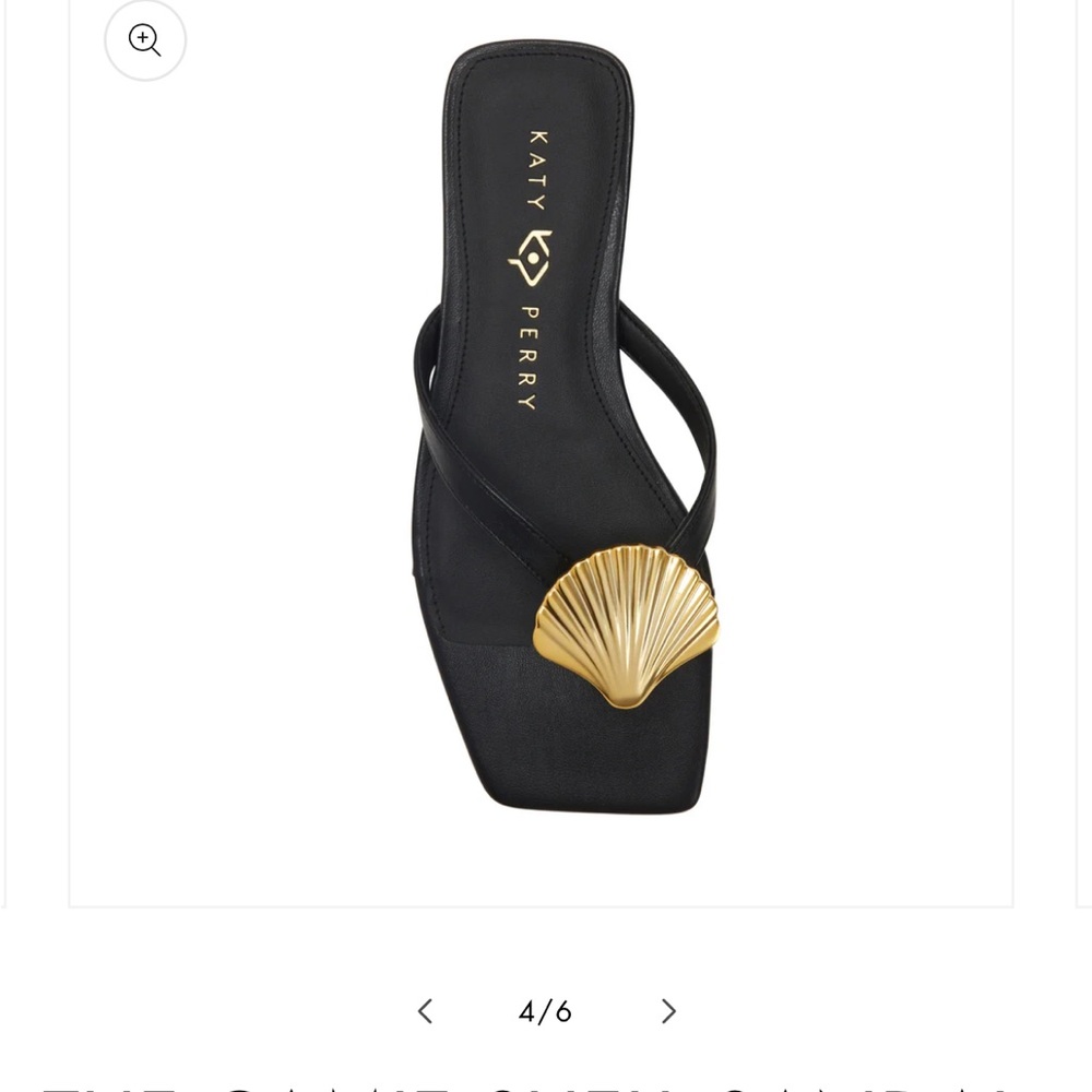 Katy Perry Collections Black and Gold Camie Seashell Sandal 7.5